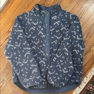 Sonoma Navy and White Sherpa Snap-Front Jacket